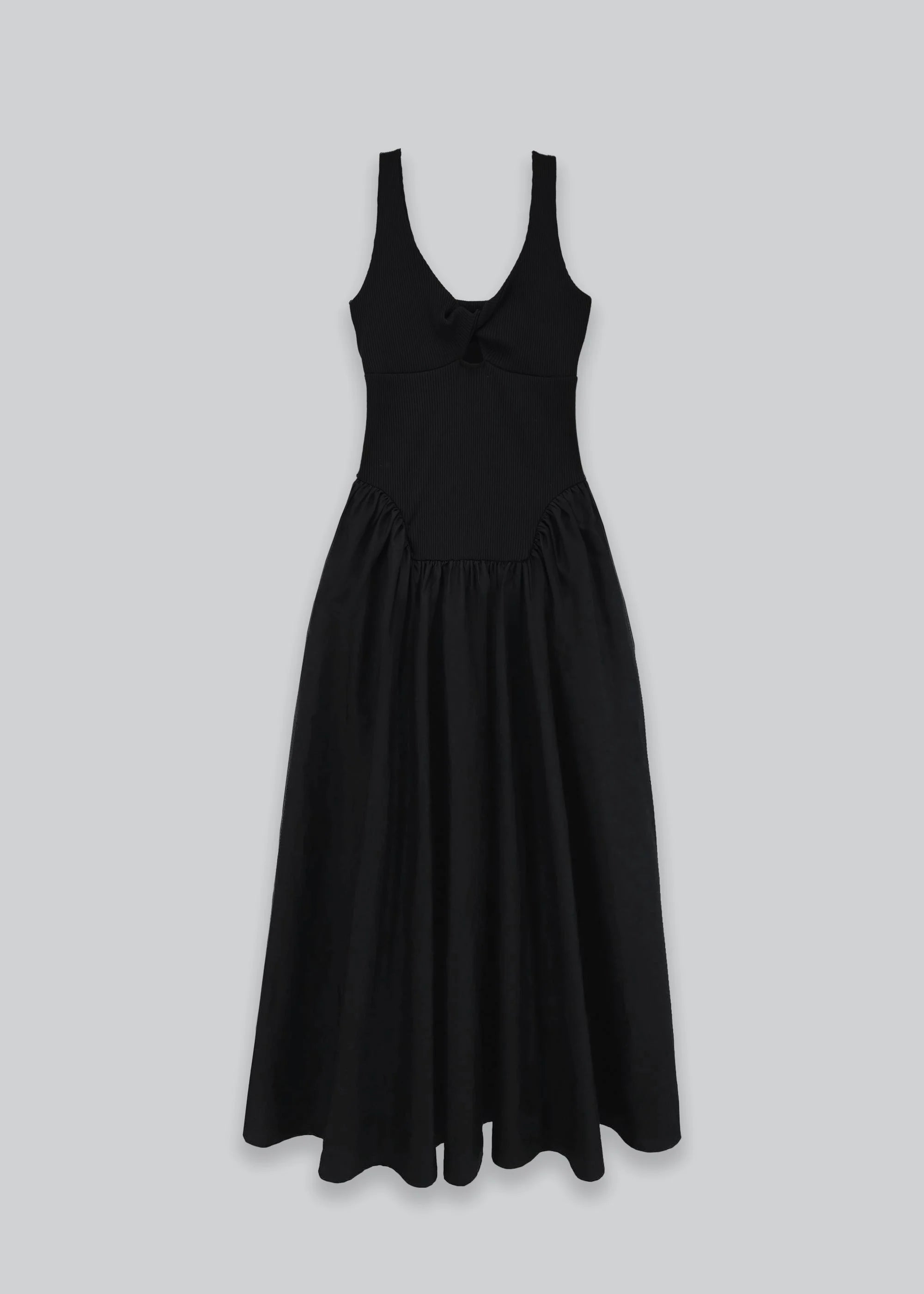 šaty Midaxi Twisted & Cut-out Rib-Poplin Dress