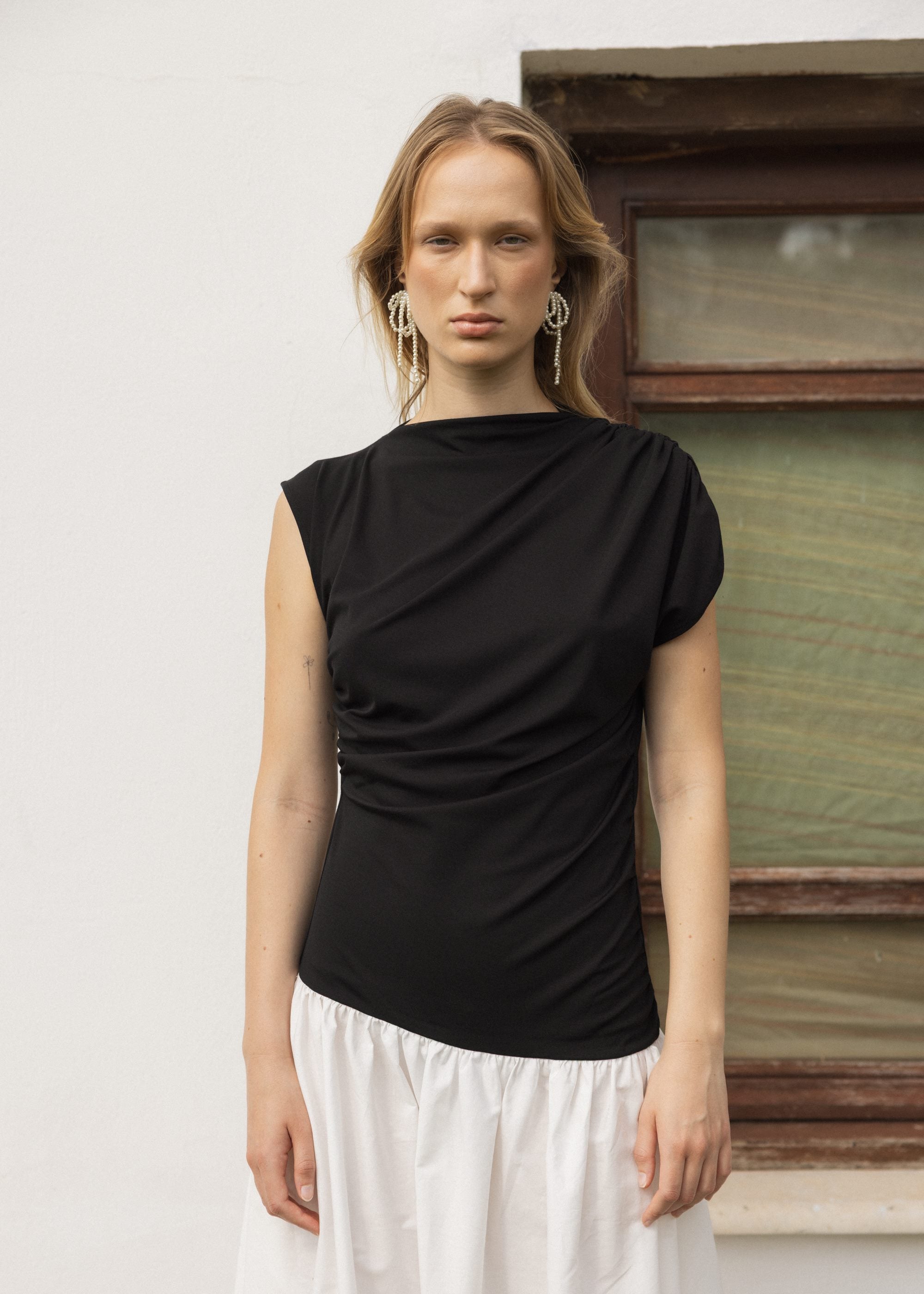 šaty Two-Tone Draped Maxi Dress