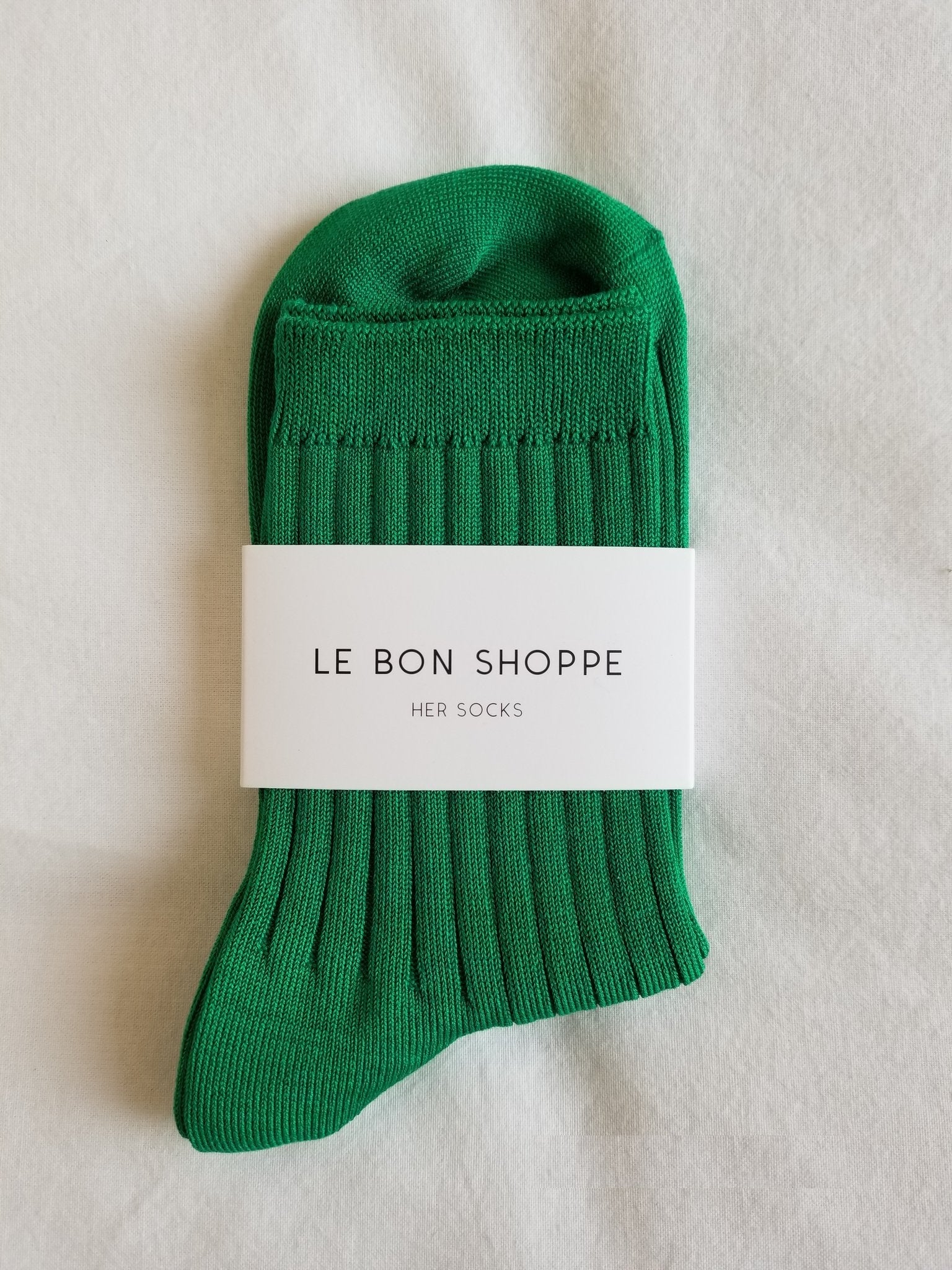 Her kelly green socks 