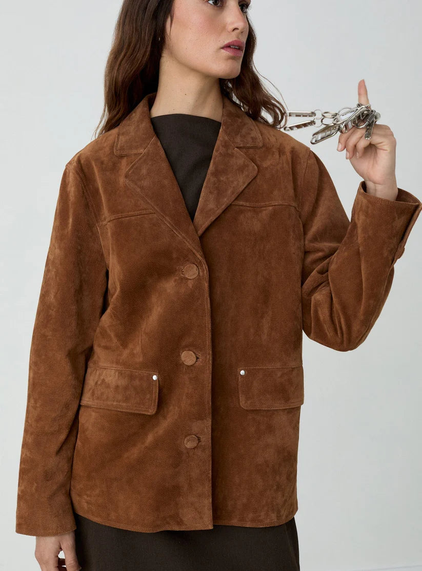 bunda Maira real suede brown