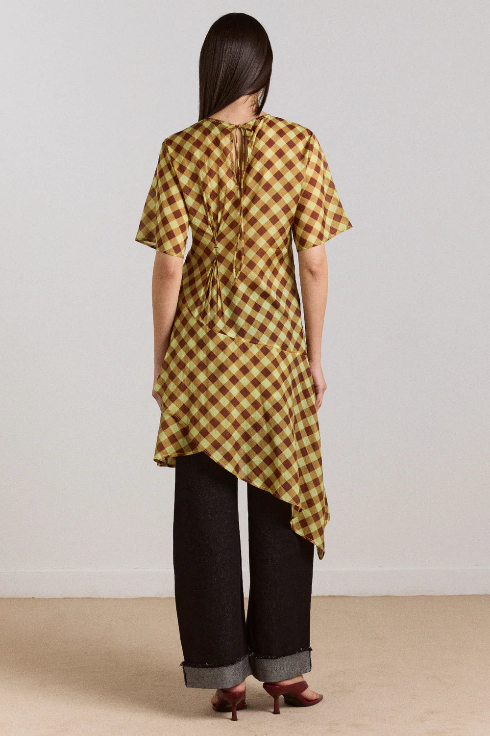 šaty harmony midi dress choc avo gingham