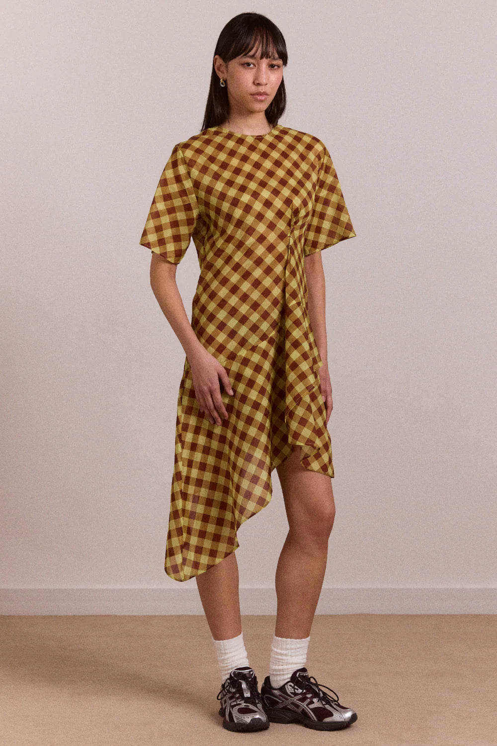 šaty harmony midi dress choc avo gingham