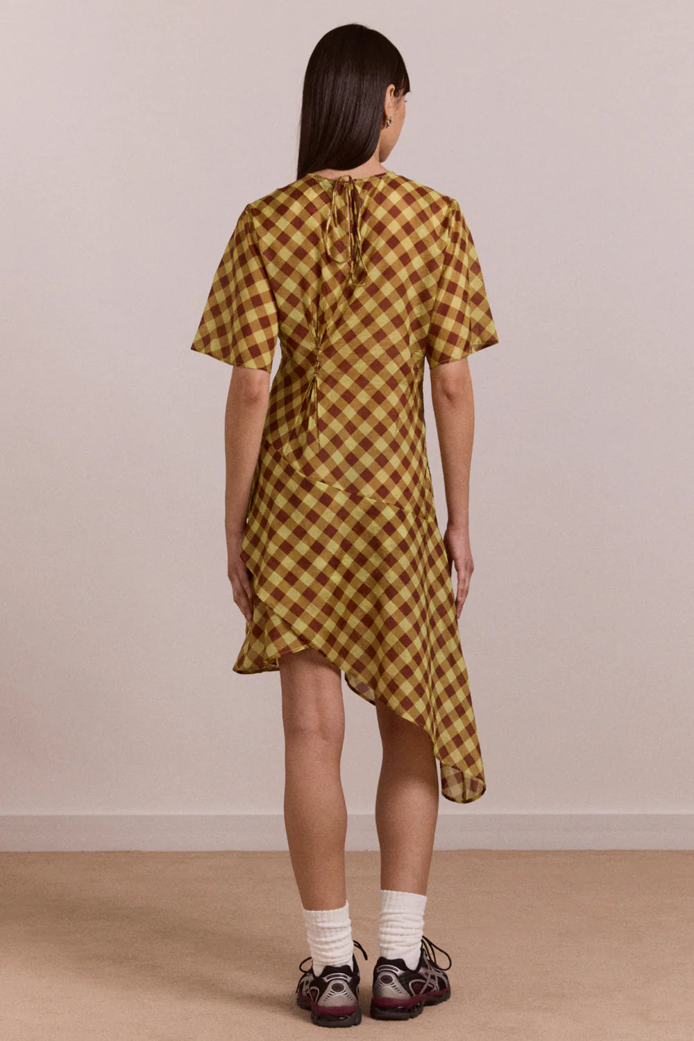 šaty harmony midi dress choc avo gingham
