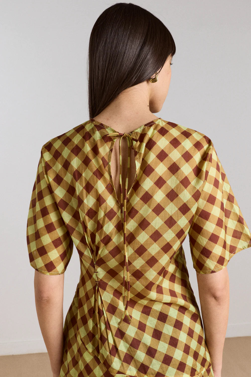 šaty harmony midi dress choc avo gingham