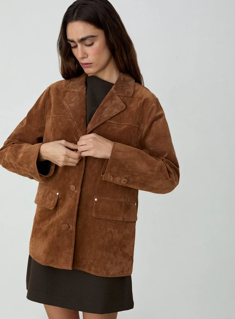 bunda Maira real suede brown