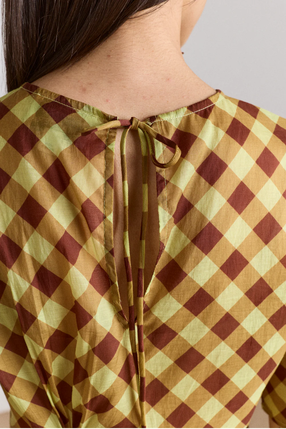 šaty harmony midi dress choc avo gingham