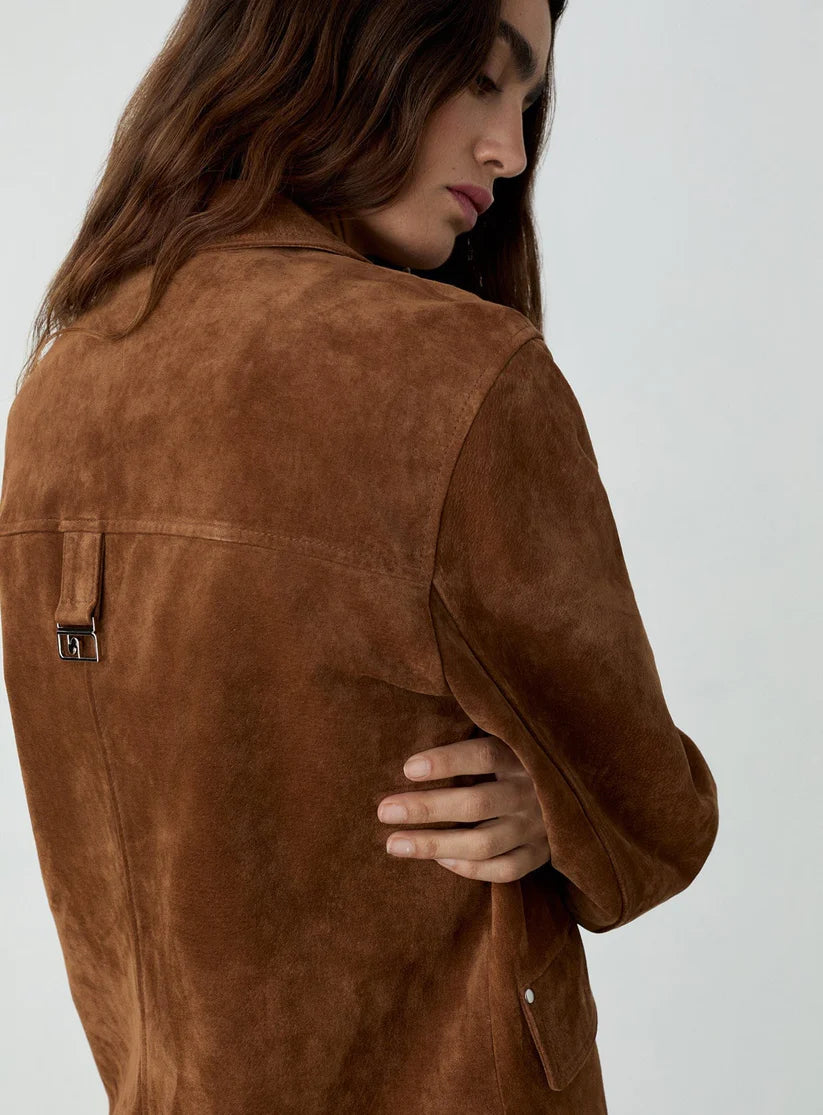 bunda Maira real suede brown