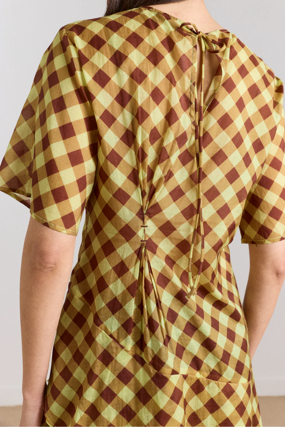 šaty harmony midi dress choc avo gingham