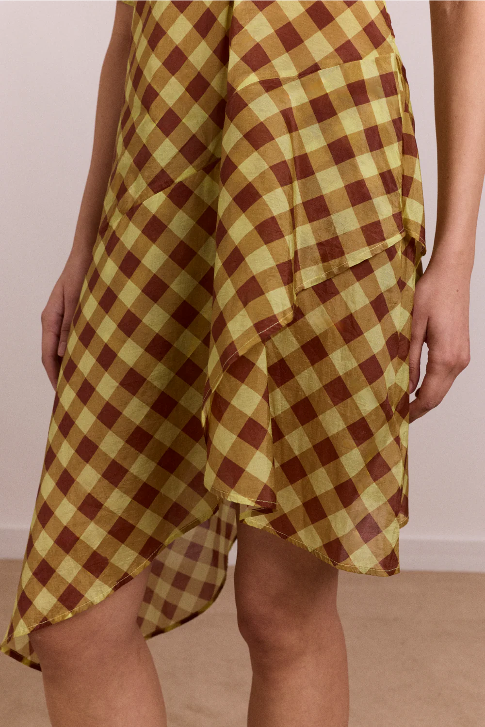 šaty harmony midi dress choc avo gingham