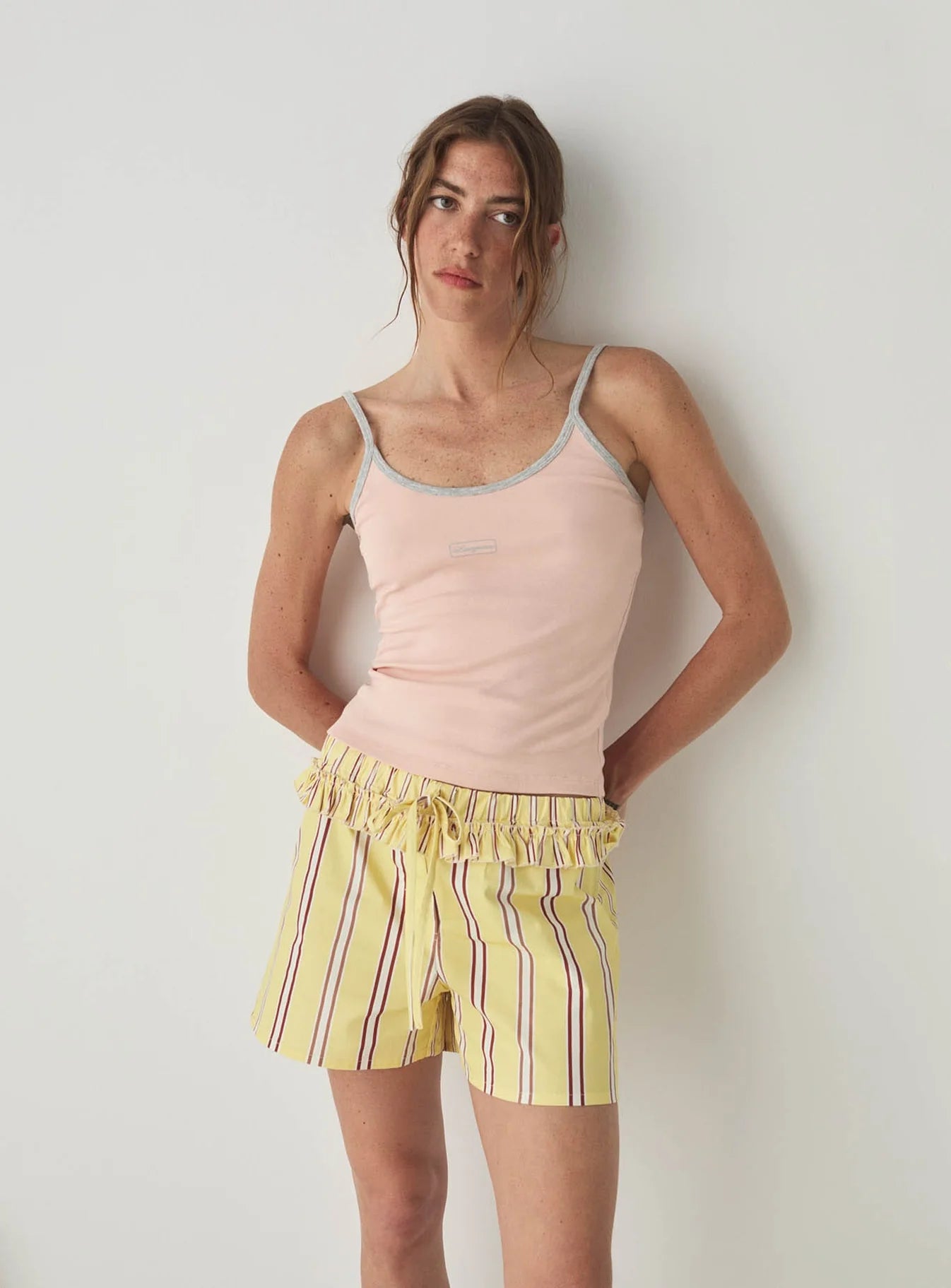 kraťasy caos butter striped poplin boxer pants