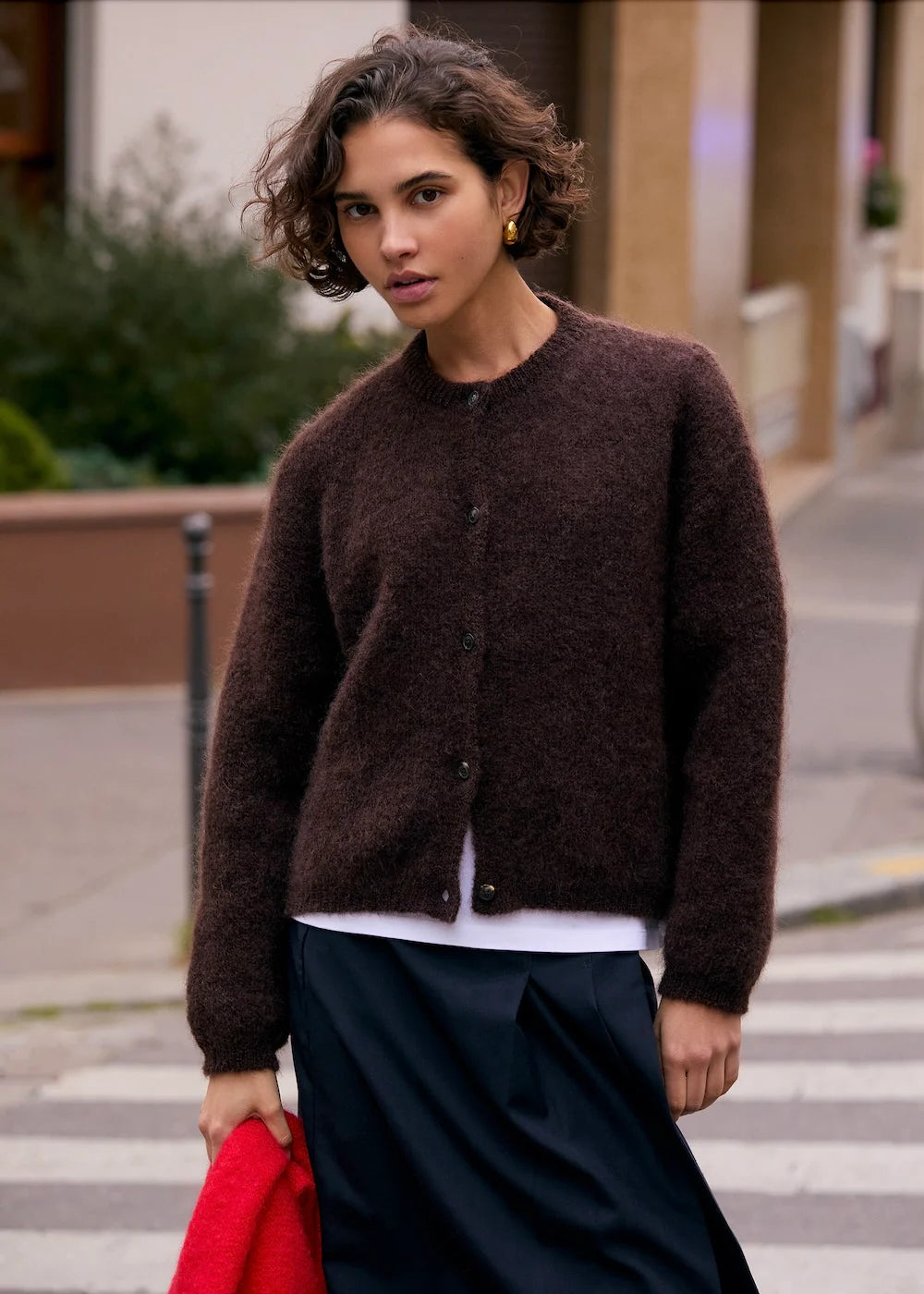 mohair cardigan Olivia chocolate brown