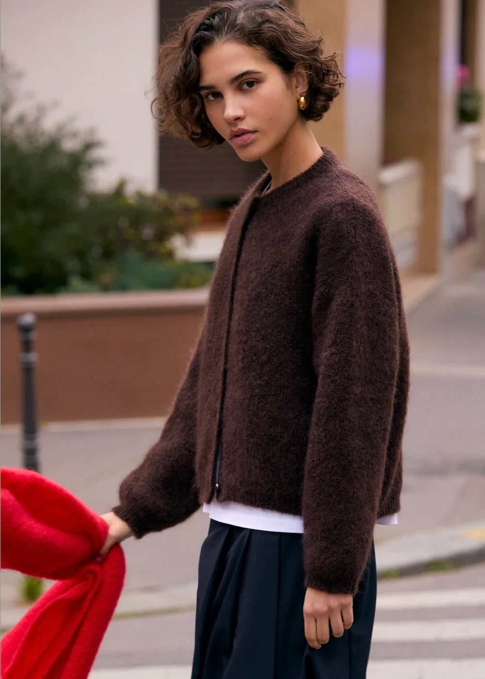 mohair cardigan Olivia chocolate brown
