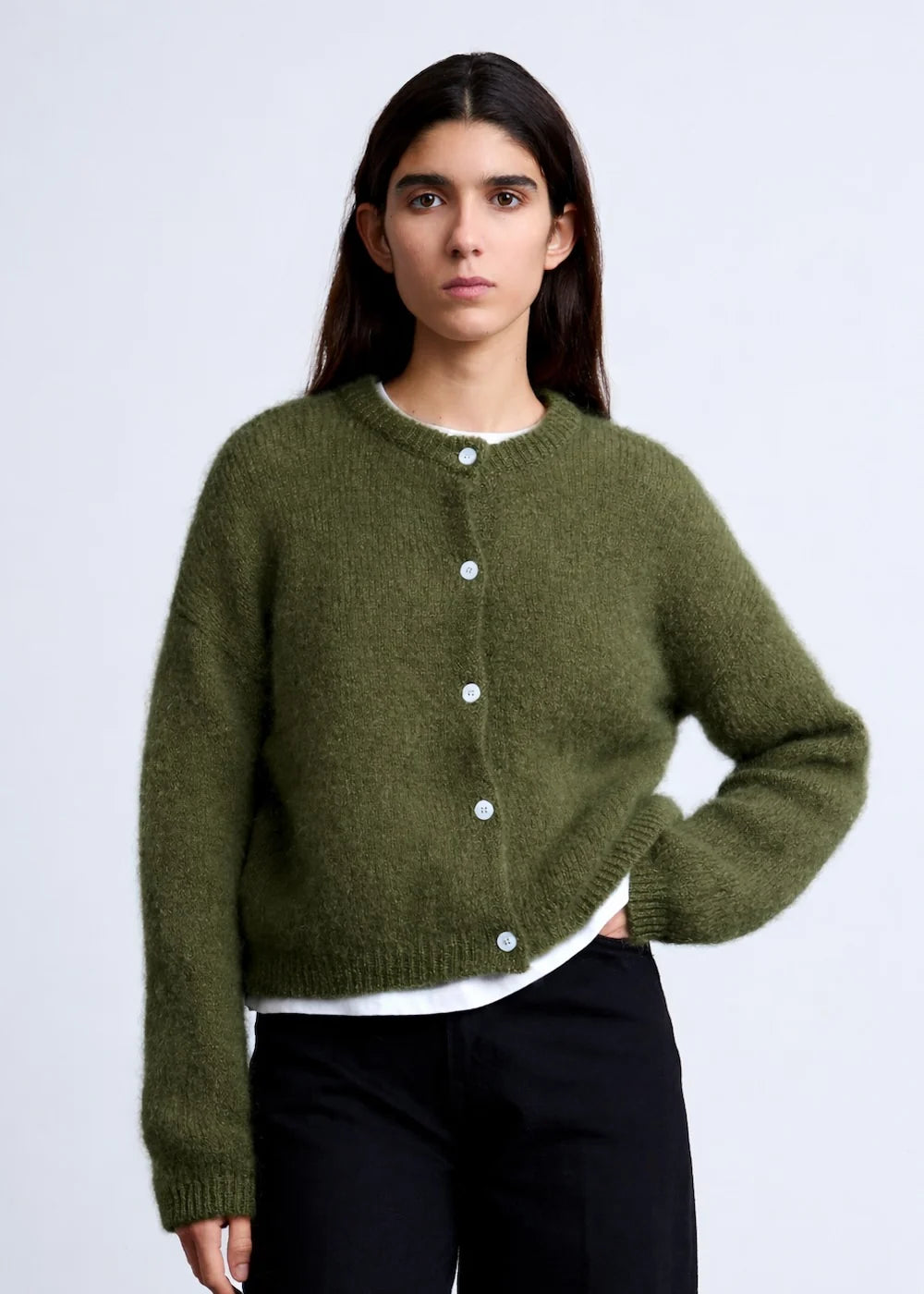 cardigan z mohéru Olivia olive