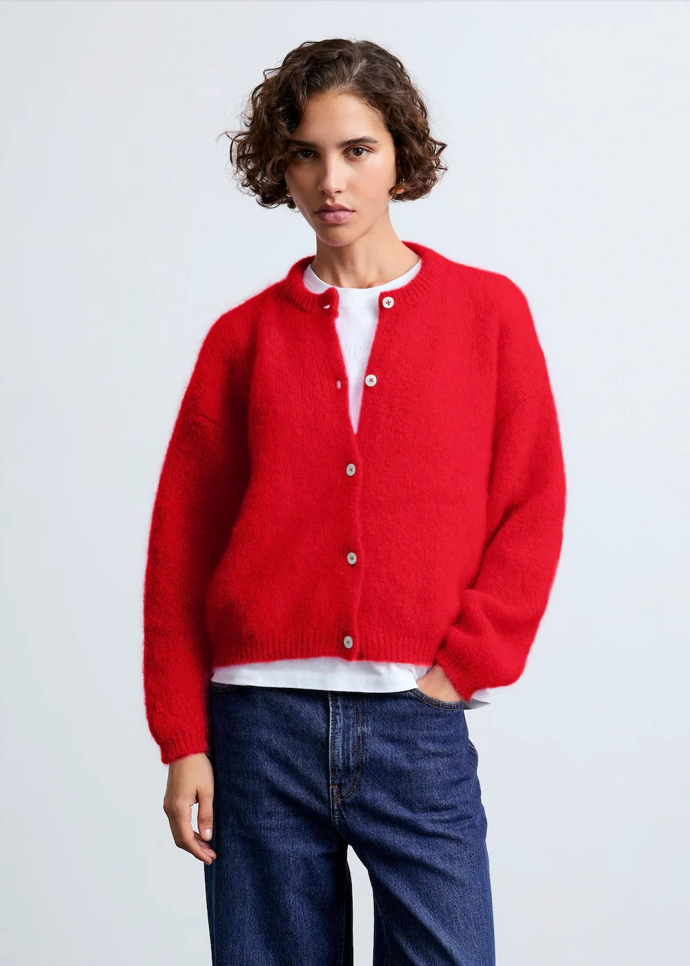 cardigan z mohéru Olivia red