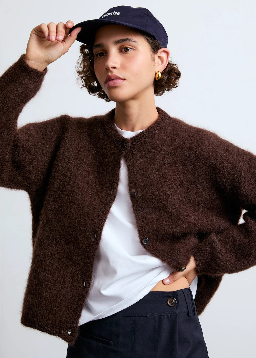 mohair cardigan Olivia chocolate brown