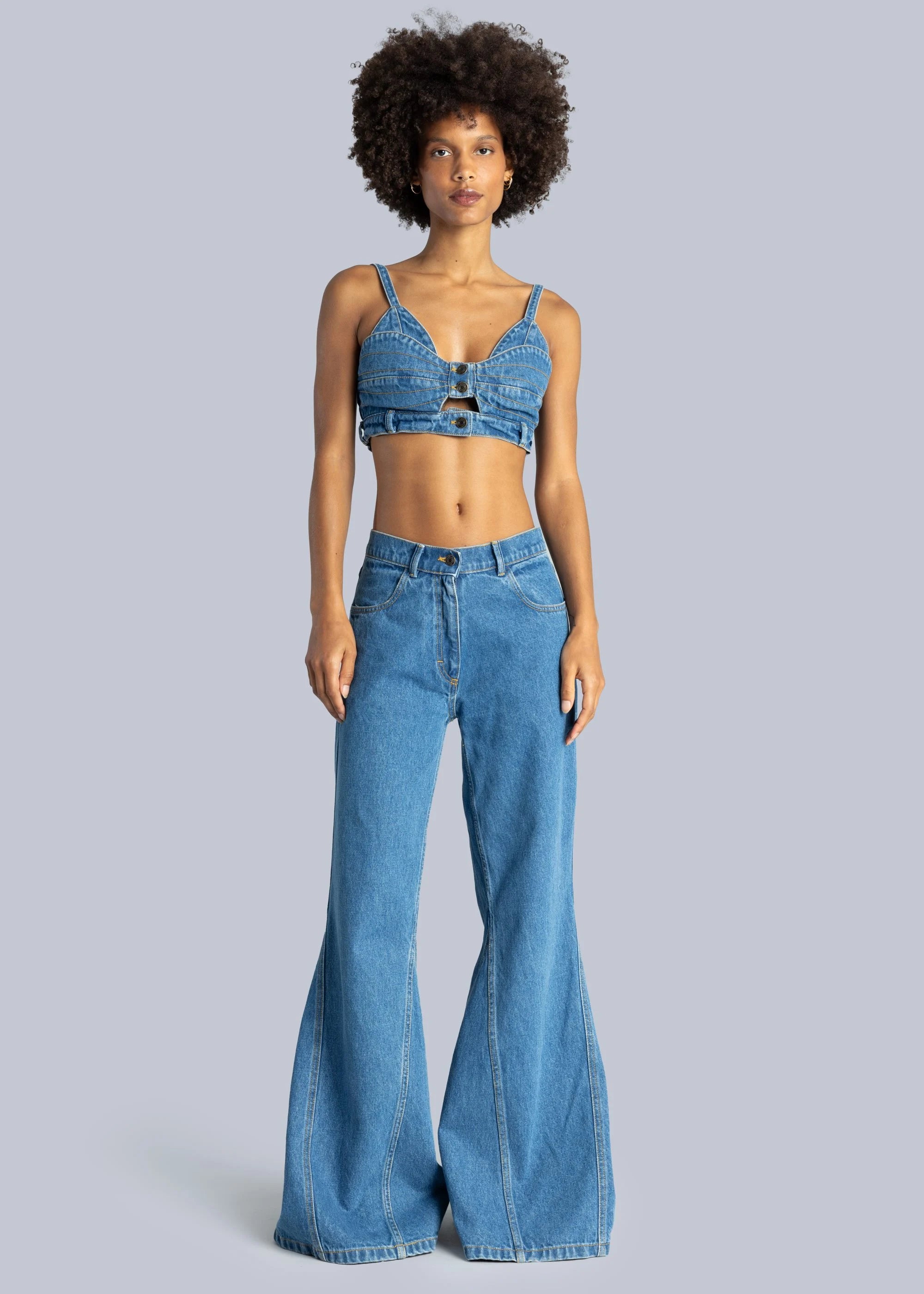 Flared denim pants