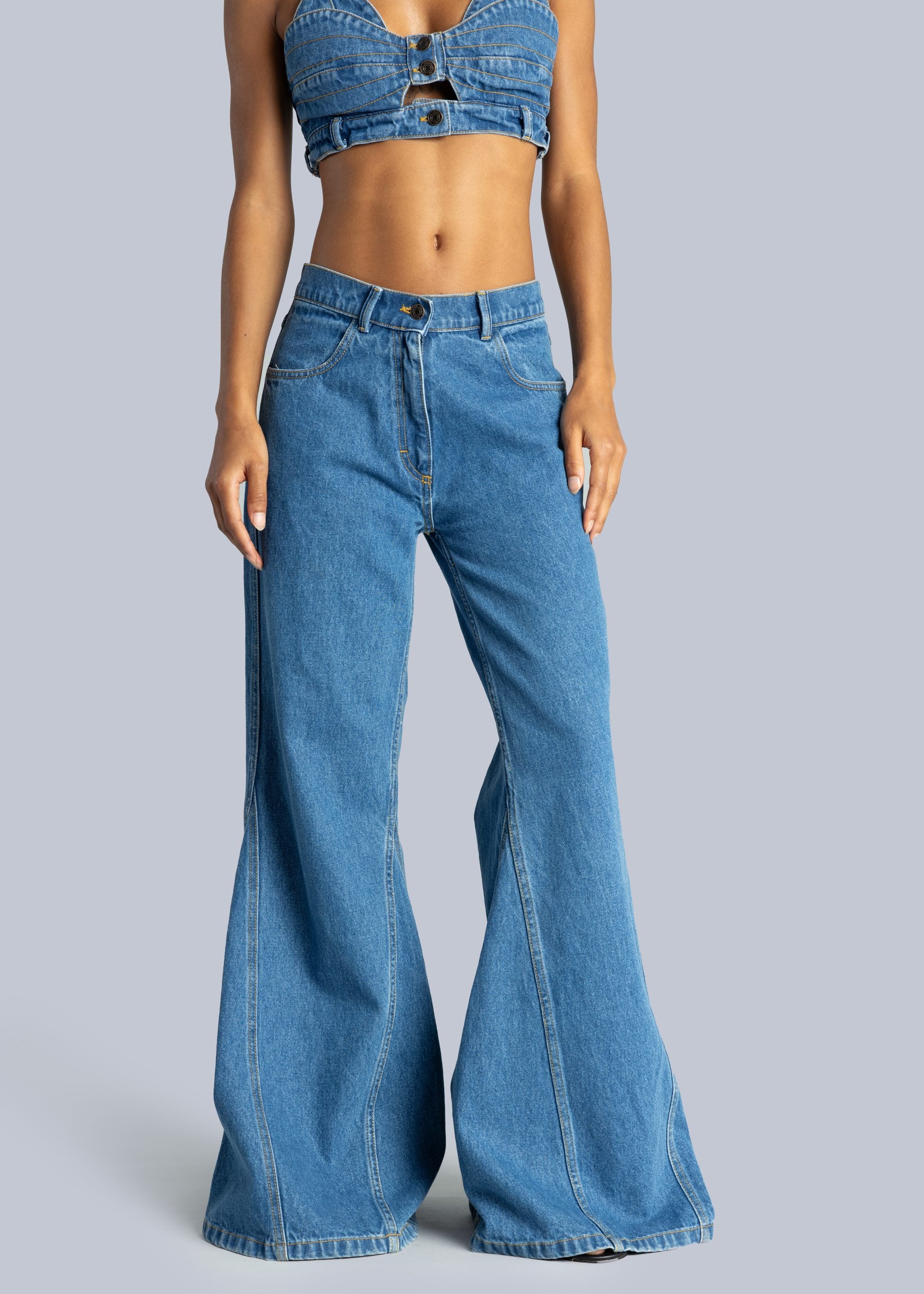 Flared denim pants