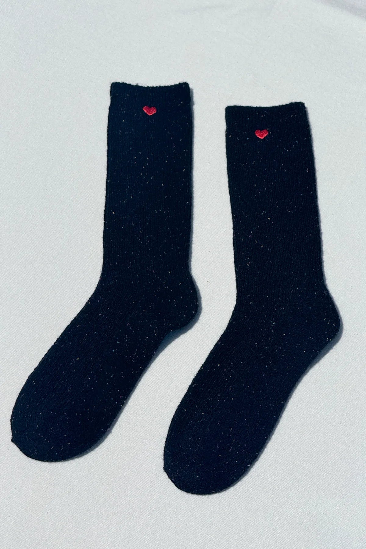 socks Snow black - red heart