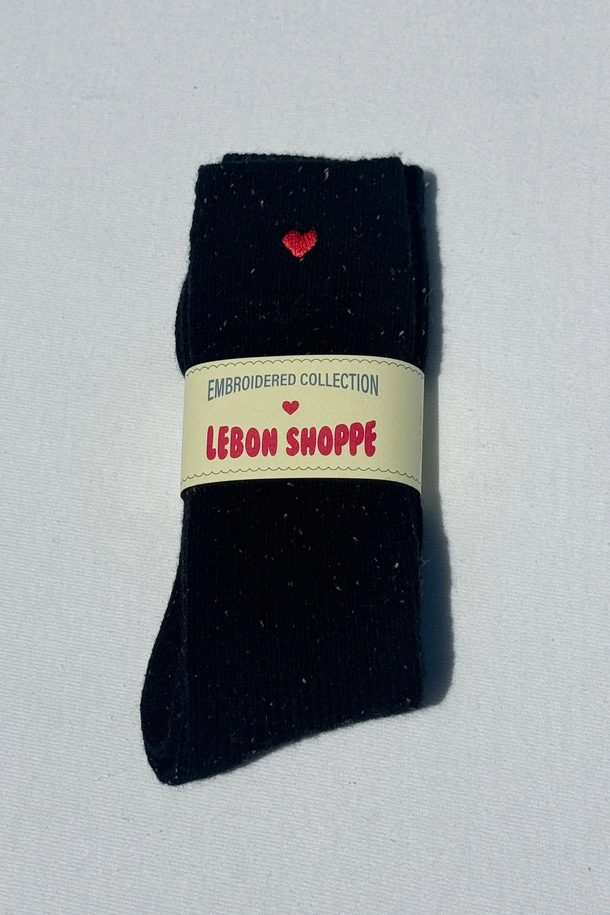 socks Snow black - red heart
