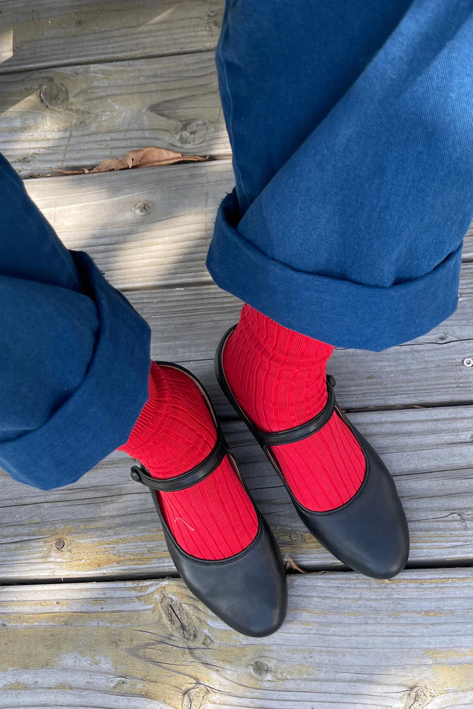 Her classic red socks