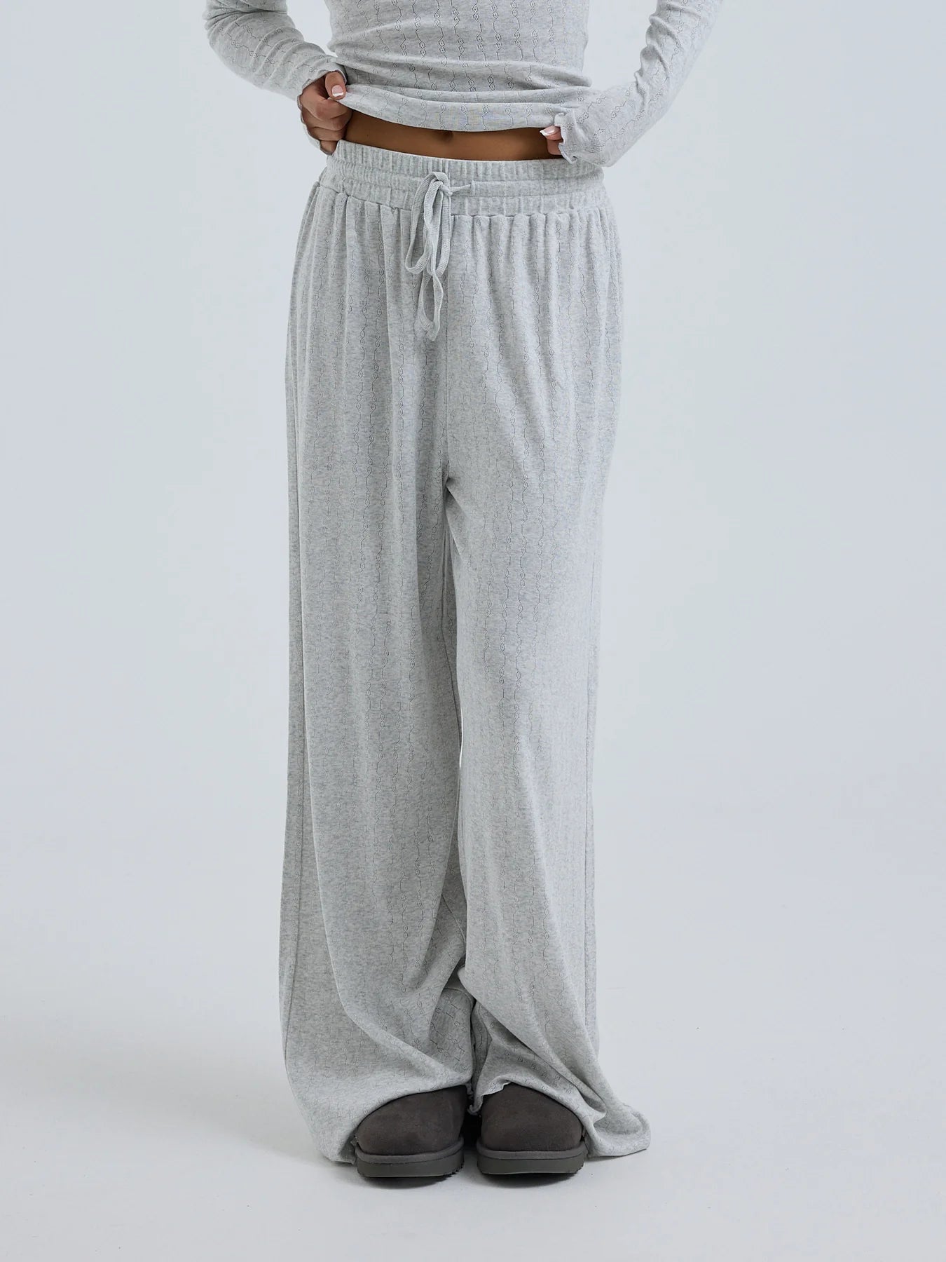 kalhoty Jacquard Lt. grey melange