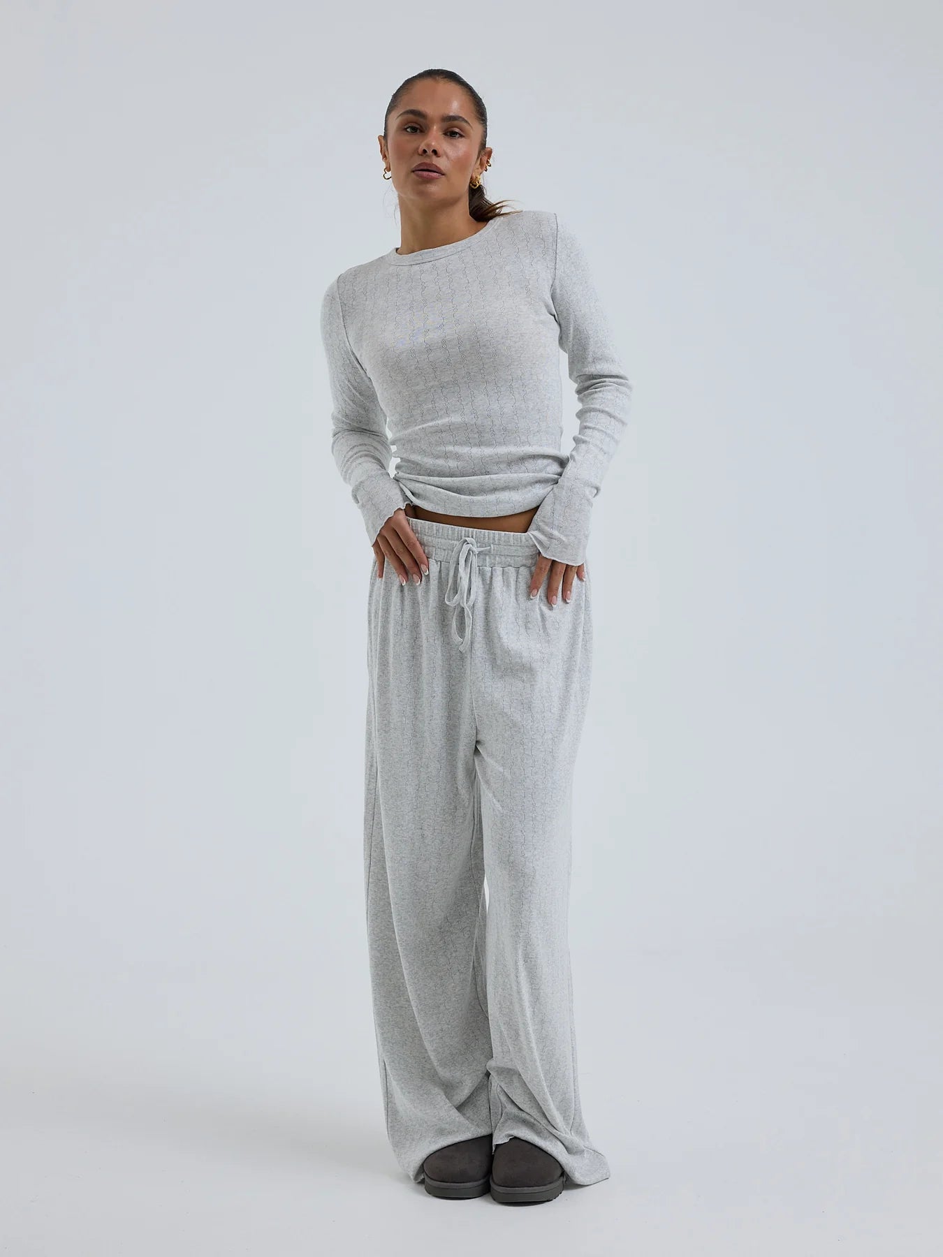 kalhoty Jacquard Lt. grey melange