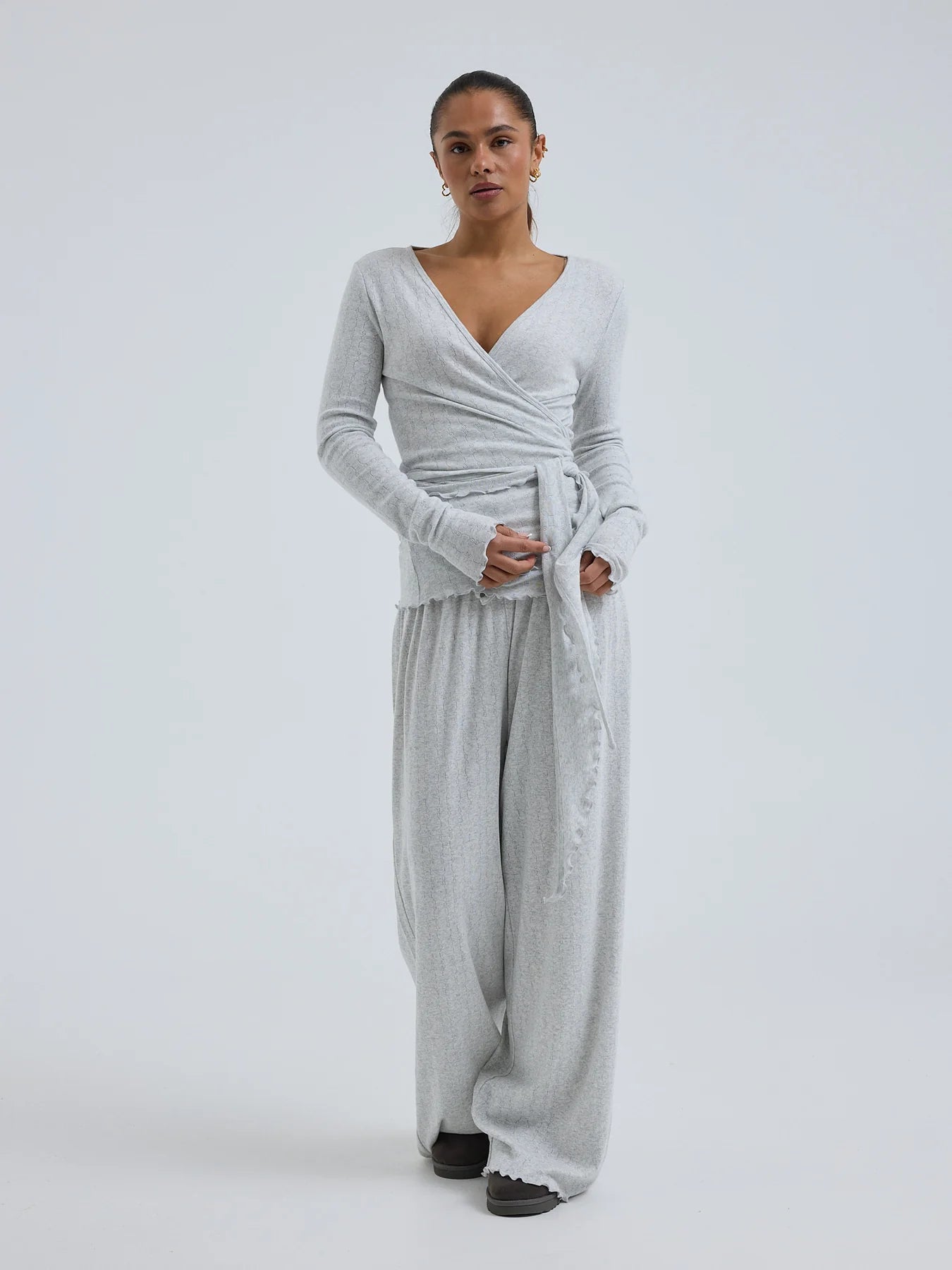 kalhoty Jacquard Lt. grey melange