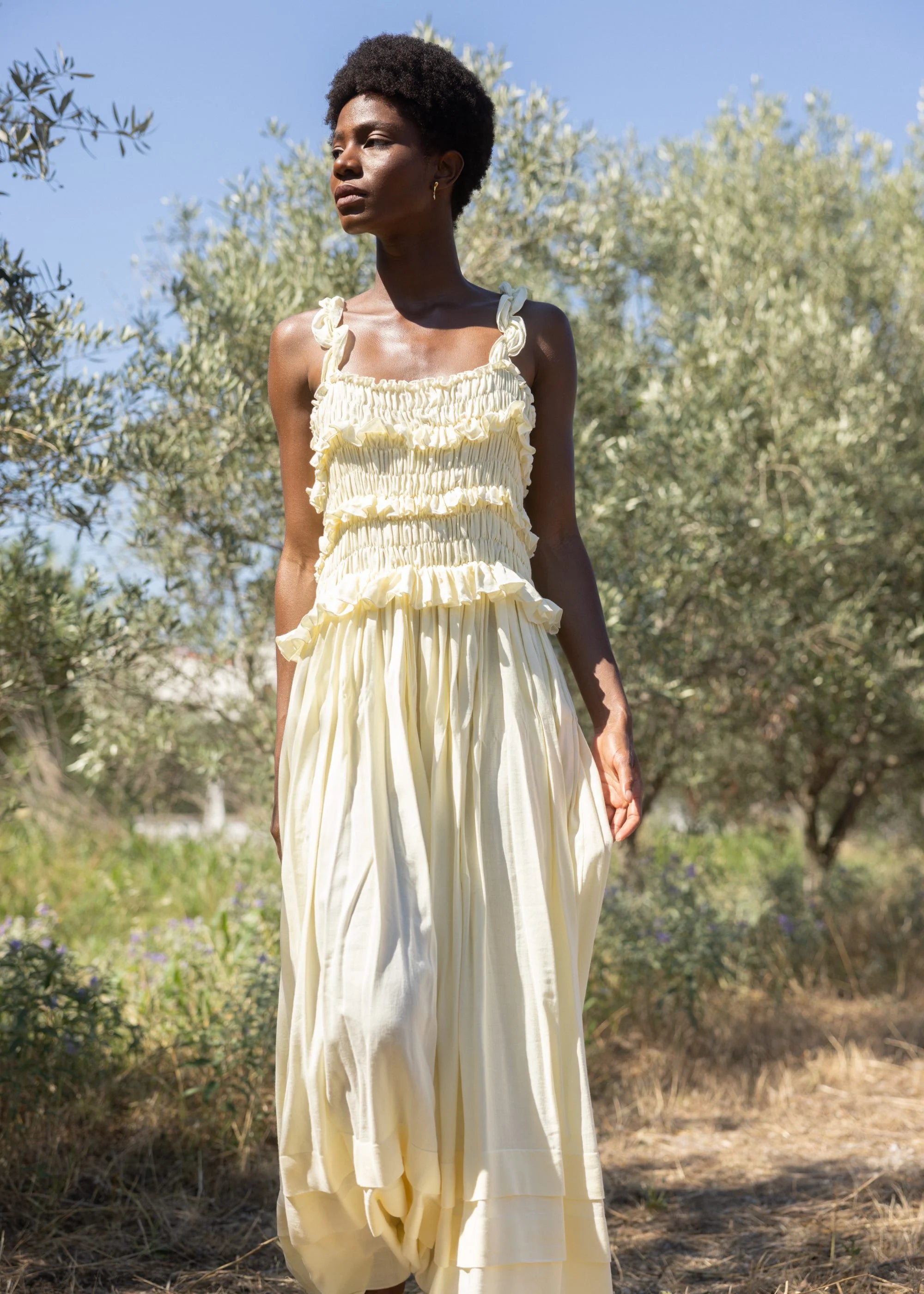 Linen Ruffle Sundress dress