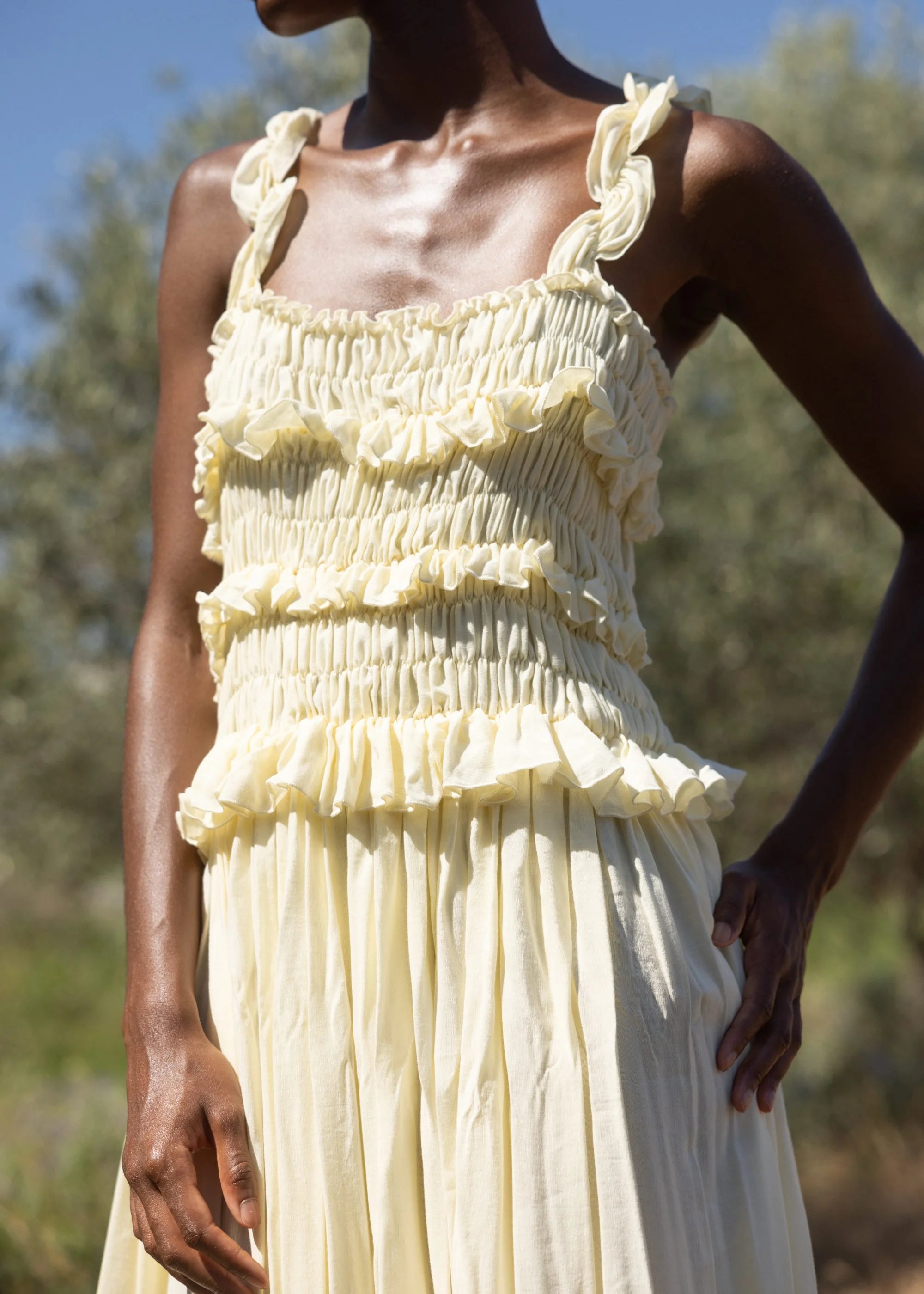 Linen Ruffle Sundress dress