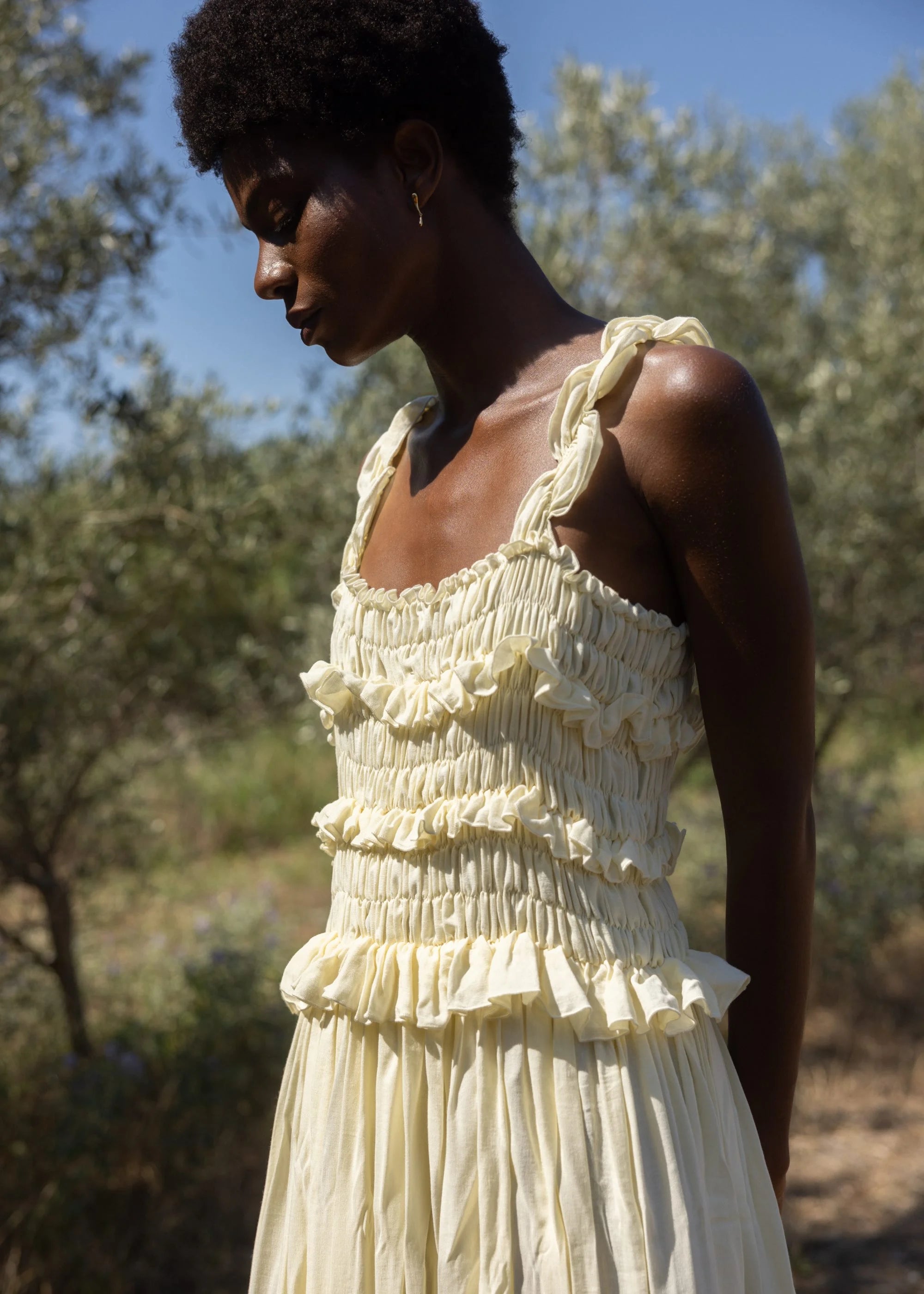 Linen Ruffle Sundress dress