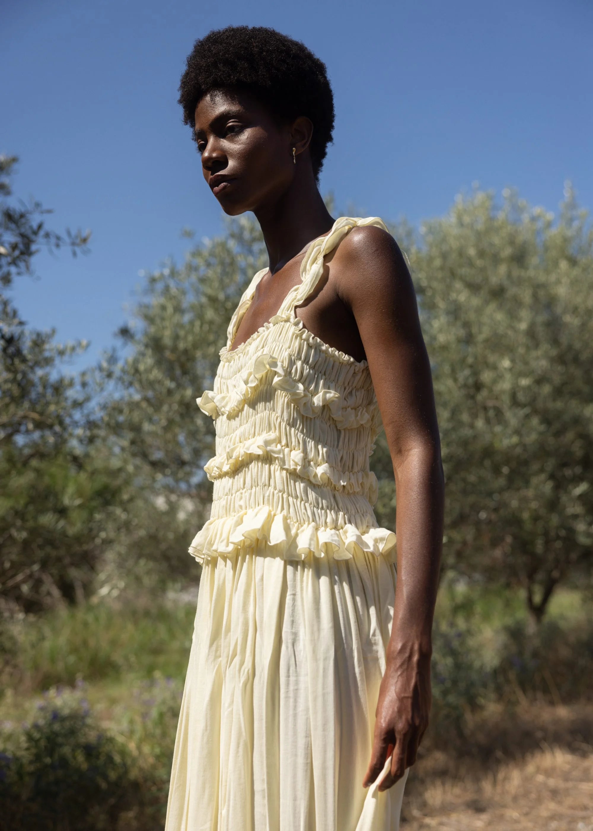 Linen Ruffle Sundress dress