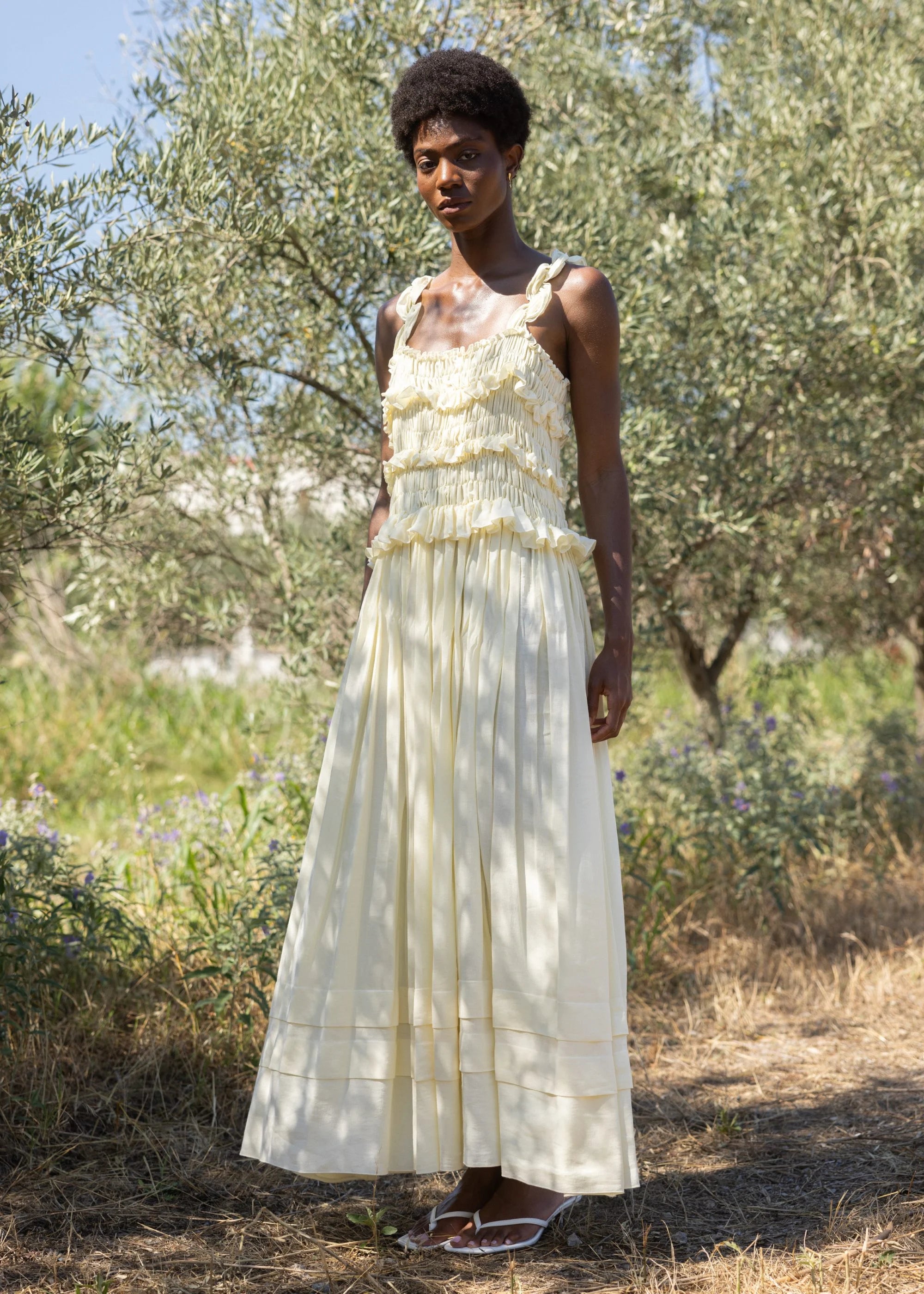 Linen Ruffle Sundress dress