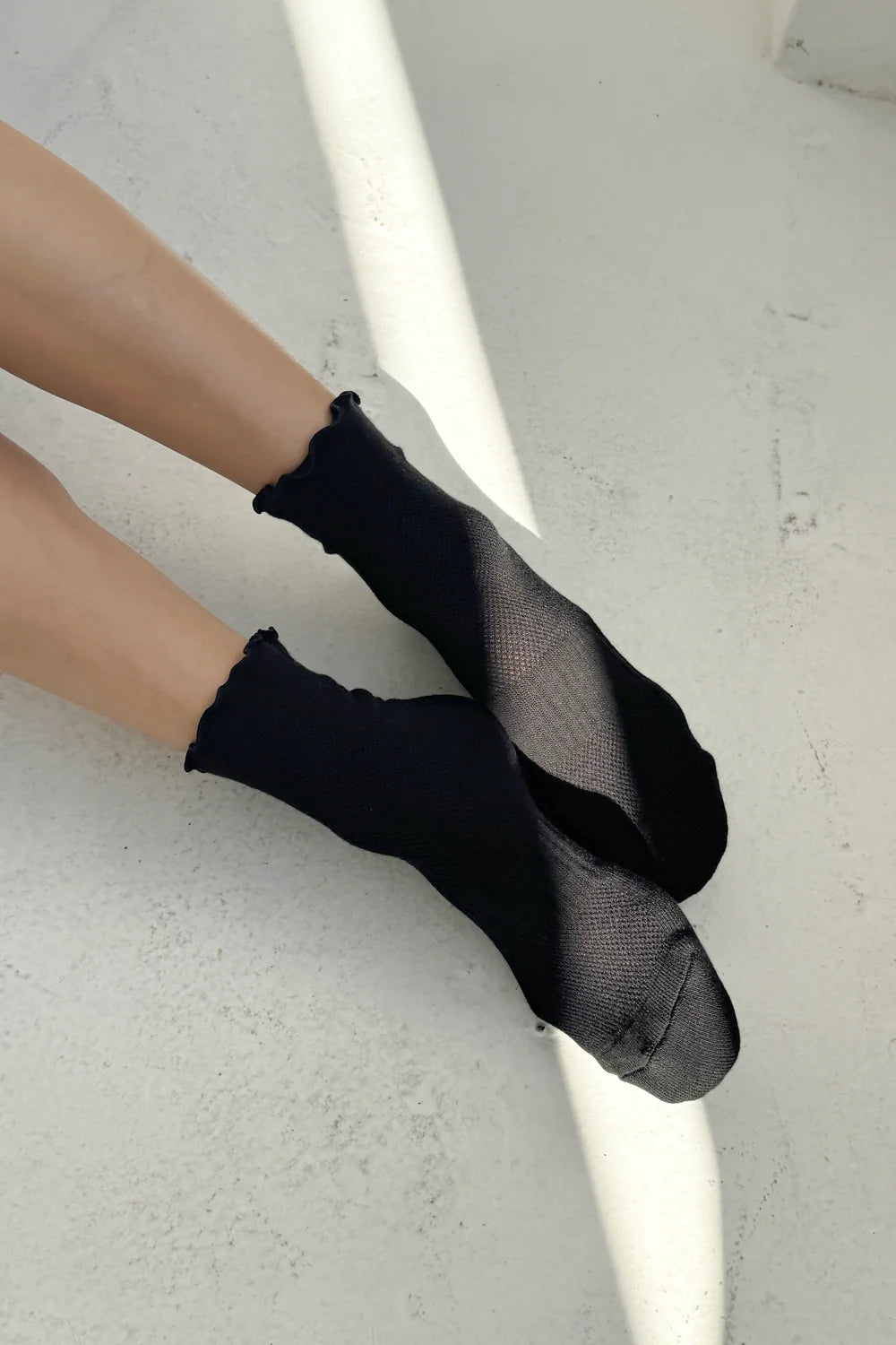 ponožky ruffled hugger crew black/black