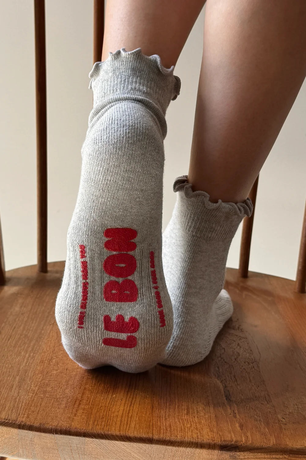 ponožky ruffled hugger crew ht. grey/red