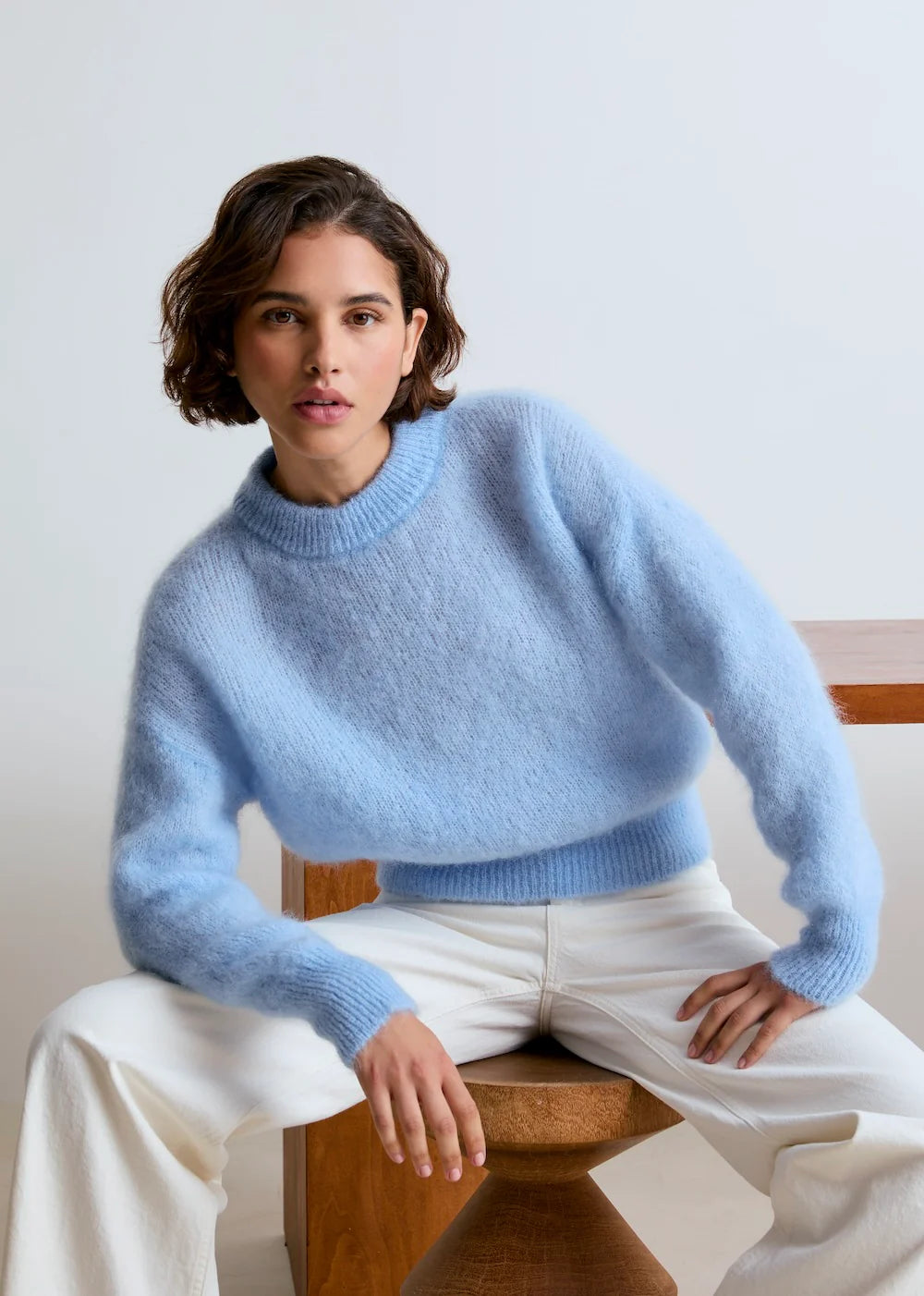 svetr z mohéru Jane sky blue