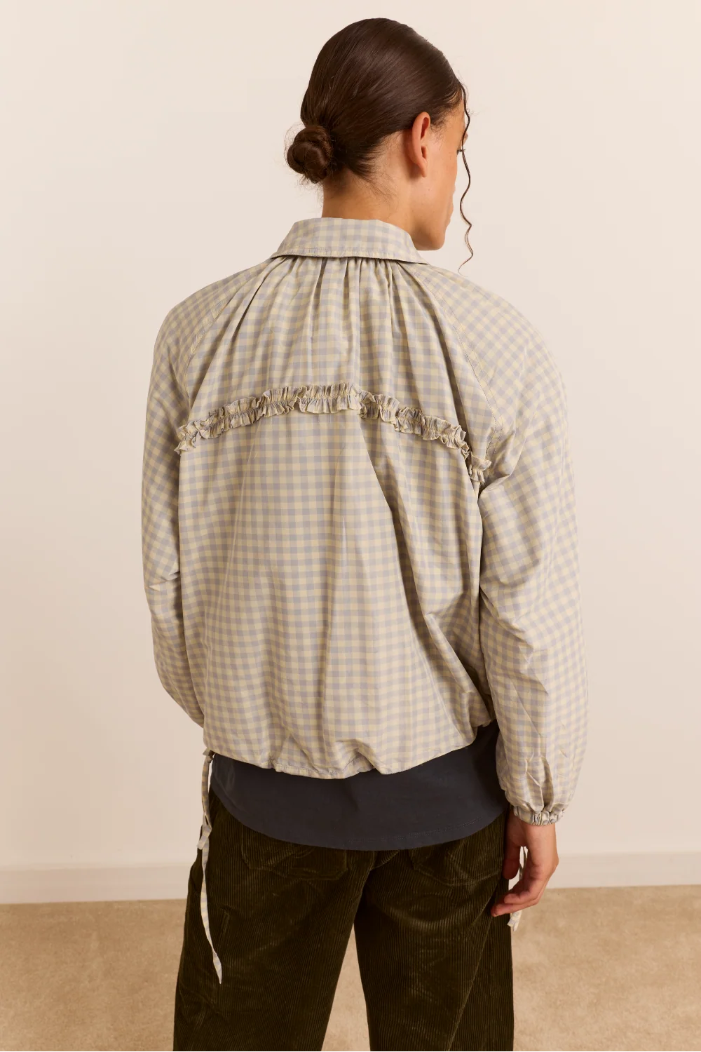 bomber lailah lightweight bomber oyster gingham