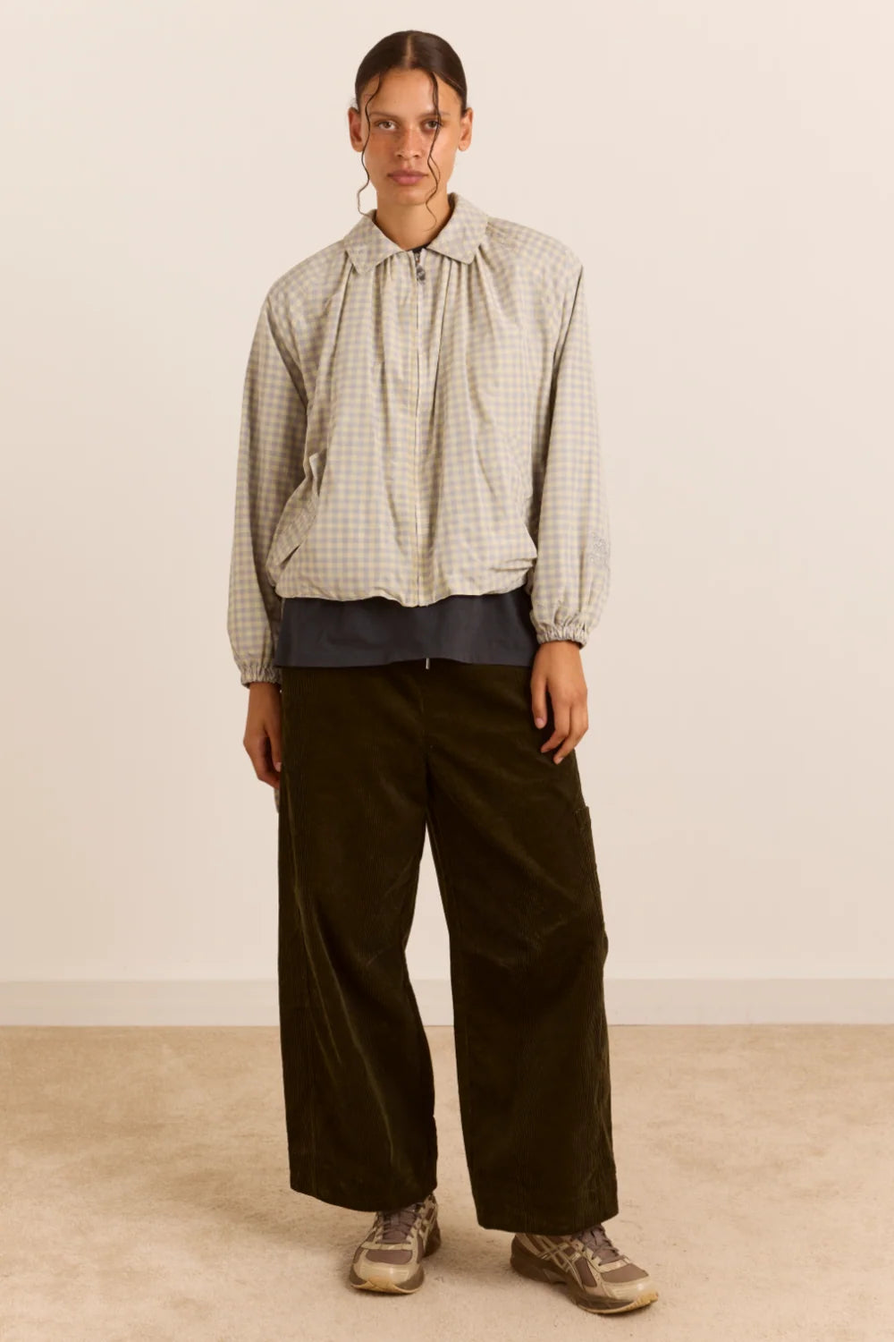 bomber lailah lightweight bomber oyster gingham