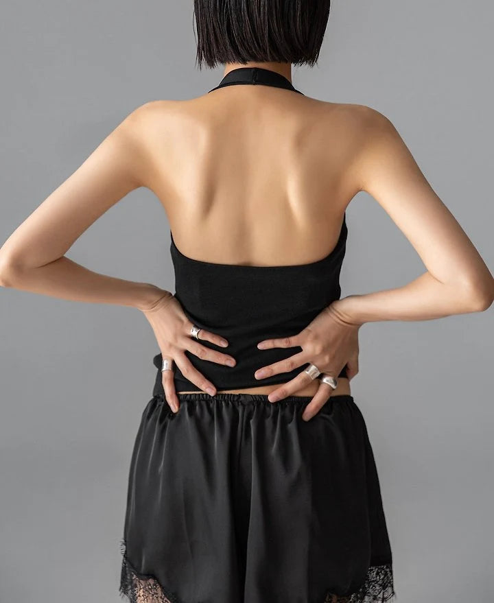 kraťasy satin Lace black