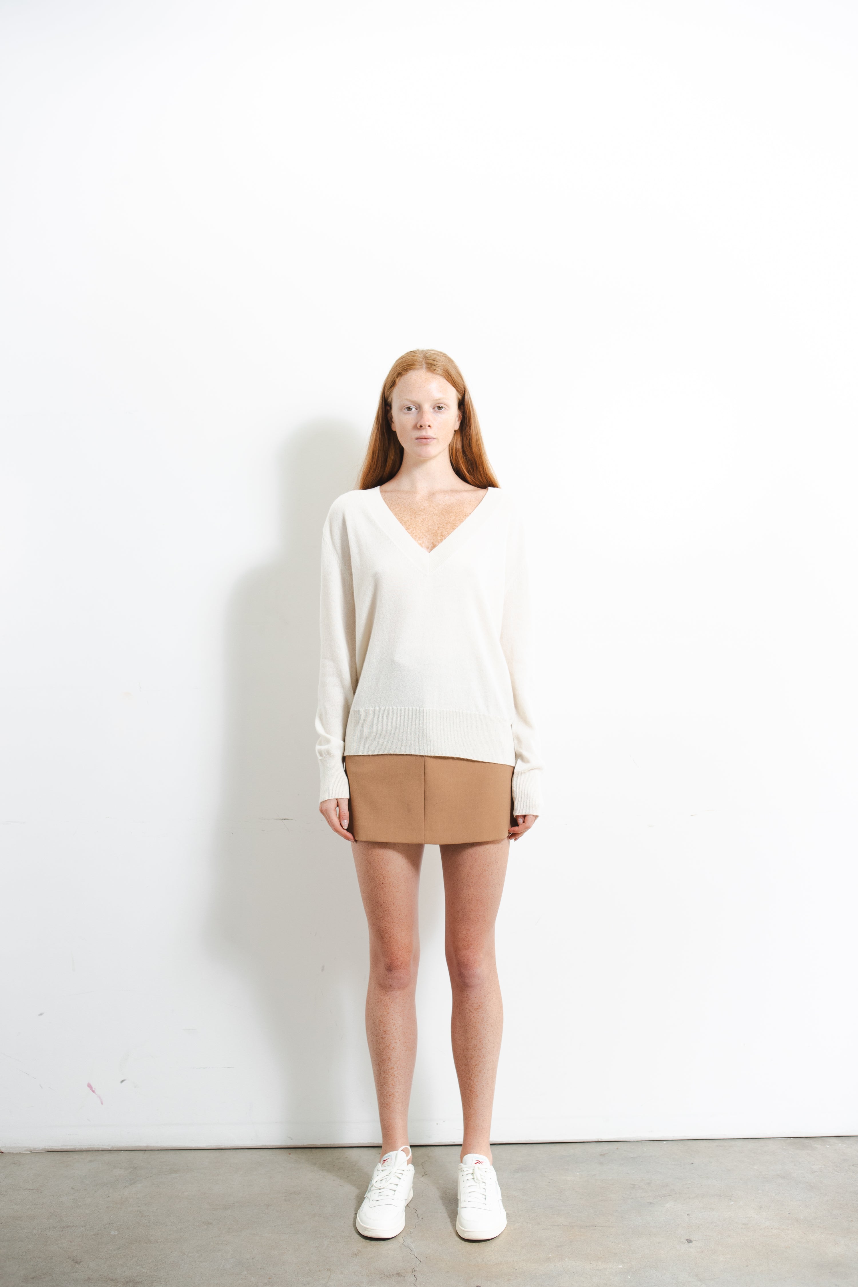 oversized V-neck cashmere sweater Ivory