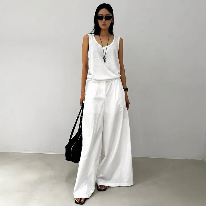 tričko linen U-neck white